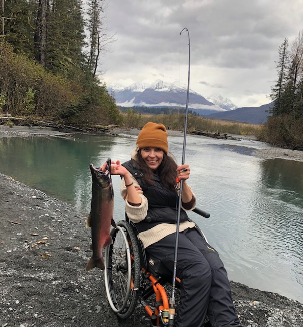 Teri catching a big one in Alaska, 2024.