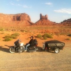 Teri on a motorcycle trip.